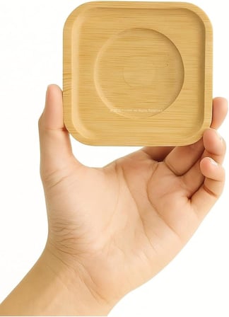 6 Lı Bambu Kare Çay Tabağı/Çay Bardağı Tabağı 10 cm