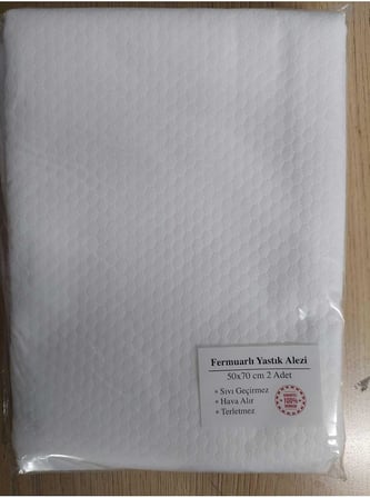 DENİZLİ ÇEYİZ 2'li Sıvı Geçirmez Fermuarlı Yastık Alezi Beyaz 50 x 70