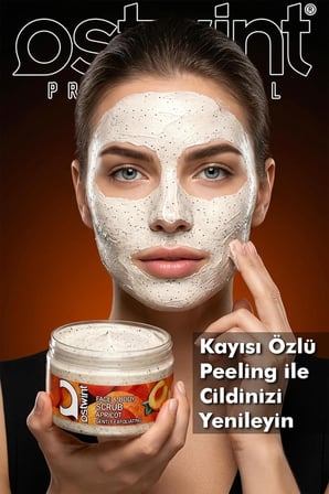 Yüz ve Vücut Peeling Scrub Kayısı 300 ml, Cilt Temizleyici, Pürüssüzleştirici, Dolaşımı Hızlandırıcı