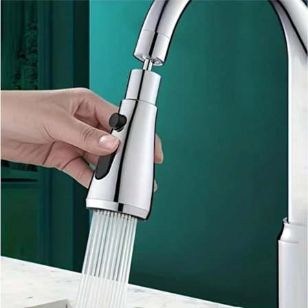 Mutfak Musluk Lavabo Başlığı Krom 3 Fonksiyonlu, 720 Derece Döner, Su Tasarruflu, Şık ve Dayanıklı Tek Musluk Ucu