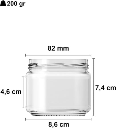 10-1000 ml Farklı Boyutlarda Kavanoz (10-1000 Arası) cc Konserve Metal Kapaklı Cam Kavanoz 6 Adet (Şeffaf, 300 cc)