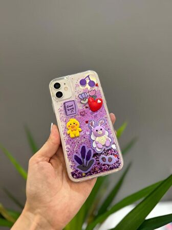 Iphone 11 Uyumlu Sevimli Sulu Simli Ayıcıklı Kılıf