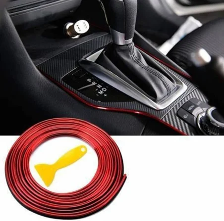 Kırmızı Trim Fitil Yeni Nesil Araç Içi Ip Şerit Balık Sırtı Nikelajlı 5 Metre