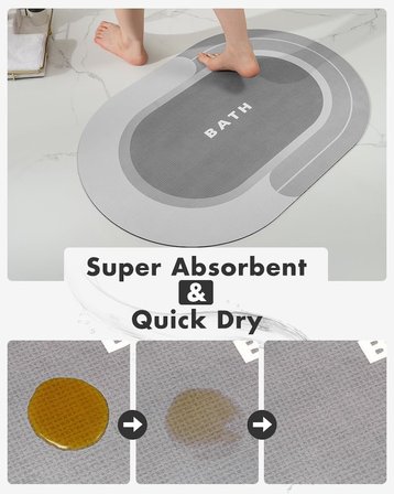 Banyo Paspası - Süper Emici Kaymaz Hızlı Kuruyan Lekeye Dayanıklı Halı - Dış Mekan Küvet Duş Odası için Kolay Bakım 58 cm