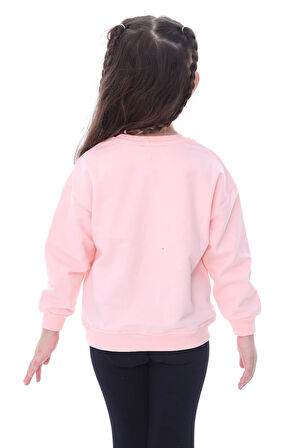 Basic Düz Renk Somon Fırçalı Yumuşak %100 Pamuk Sweatshirt