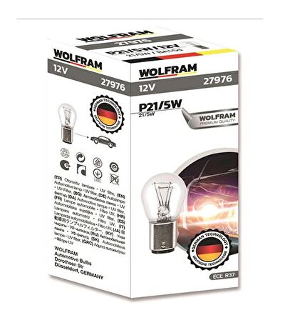 WOLFRAM P21/5W DÜZ TIRNAK 12V AMPÜL 10 ADET