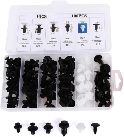 6 Boyutu 100 Adet Oto Fastener Klip Tampon Kapı Pervazı Tutucu Raptiye Seti