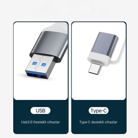 3360 Usb 3.0 Type C Hub 4 Port Çoklayıcı Çoğaltıcı Çevirici Dönüştürücü Adaptör 2'si 1 Arada USB &amp; Type-C 4 Portlu Hub USB Type-A &amp; USB Type-C (Hibrit Tasarım) 5 Gbps (USB 3.0 Destekli)