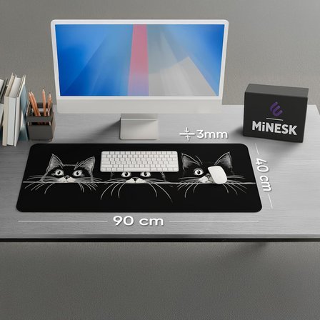90X40 CM XXL Gaming Mouse Pad [High Density Hybrid Kumaş] [Kaymaz Taban] [Yüksek Çözünürlüklü Baskı] Fare Altlığı Oyuncu Mousepad (3 Cats)