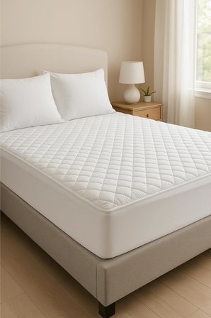 Yatak Alezi Pamuklu Kapitone Fitted Full Kenar Yatak Koruyucu Beyaz (160 x 200)