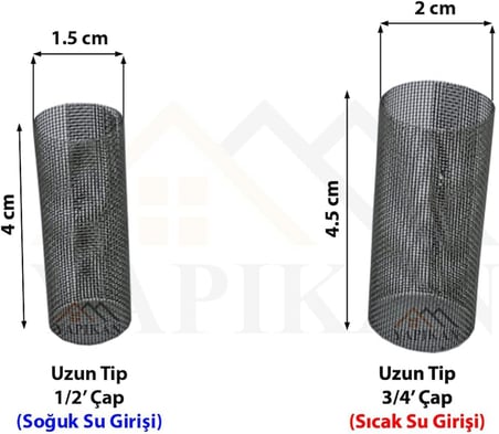 MR.BRACKET Uzun Tip Kombi Pislik Tutucu Filtresi 2 Li Takım (Sıcak + Soğuk Su) - Petek Kombi Bakımı Filtre Süzgeç Tamiri - Kombi Bağlantı Seti Tamir Süzgeci