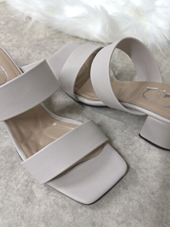 Günlük Kadın Terlik Çift Bantlı Kalın Topuklu Küt Burunlu Sade Rahat Yumuşak Tabanlı  271