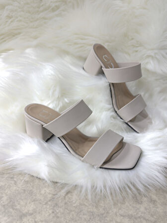 Günlük Kadın Terlik Çift Bantlı Kalın Topuklu Küt Burunlu Sade Rahat Yumuşak Tabanlı  271