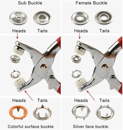 9.5 Mm Metal Çıt Çıt, El Pensesi, Set- Gömlek Ve Bebe Çıtçıt Montaj Seti Düğme Pensesi