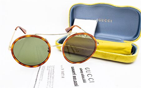 GUCCI  0061S 002 56  Unisex GOLD Yuvarlak Çerçeve Güneş Gözlüğü