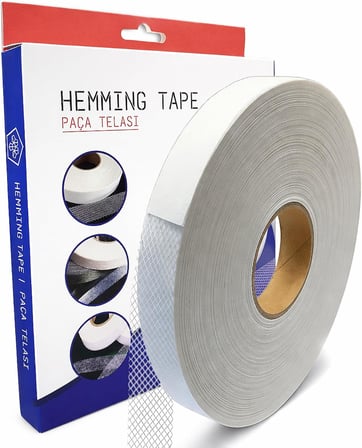 Paça Telası 2 cm x 50 m - Çift Taraflı Yapışkan Tela - Şerit Tela - Ütü ile Yapıştırılan Tela - Dokumasız Uygulama - Amerikan Tela - Dikiş Nakış Telası (Beyaz)