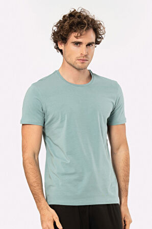 Cacharel Erkek Bisiklet Yaka Likralı T-shirt 1331/YEŞİL1