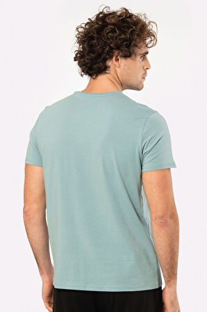 Cacharel Erkek Bisiklet Yaka Likralı T-shirt 1331/YEŞİL1