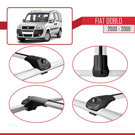 Fiat Doblo 2000-2009 Arası ile Uyumlu ACE-1 Ara Atkı Tavan Barı Gri 2 Adet