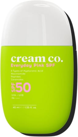 Cream Co. SPF50 Pink Güneş Koruyucu Krem, Ton Eşitleyici Leke Karşıtı, Aydınlatıcı, 40 ML, Güneş Serumu