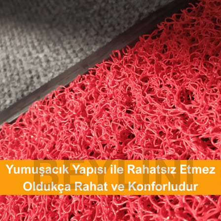 Dezenfektan Hijyen Paspası Dış Kapı Ev Ofis Apartman Giriş Halısı Kıvırcık Paspas Kaydırmaz Havuzlu (Kırmızı)