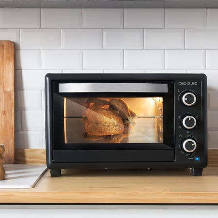 Cecotec Bake&amp;Toast 3090 tezgah üstü fırın, Gyro siyah, 30 l, 1500 W, 5 farklı fonksiyonlu, döner mil dahil, iç aydınlatma, kırıntı toplama haznesi.