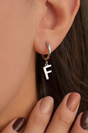 F Harfi Çelik Küpe Tekli