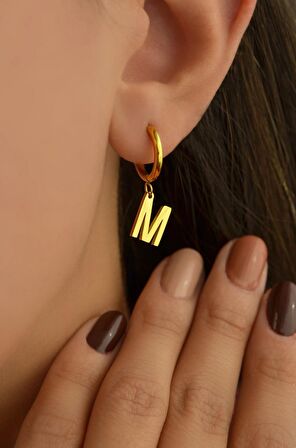 Çelik M Harfi Küpe Tekli