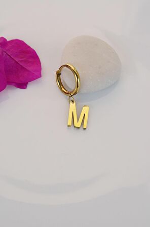 Çelik M Harfi Küpe Tekli