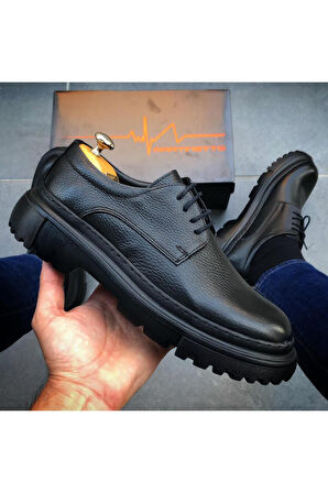 HAKİKİ DERİ SİYAH EVA TABAN GÜNLÜK ERKEK AYAKKABI