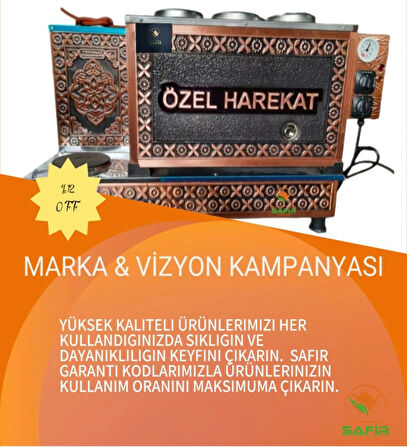 3 Gözlü Bakır Çay Ocağı Çiftli Bayrak ve Osmanlı Tuğra modelli Bakır Çay Kazanı Tüplü Çay Semaveri elektrikli ve tüplü