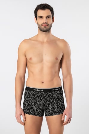 Cacharel Erkek Desenli Likralı Boxer 3'lü Paket 1339/Siyah 3