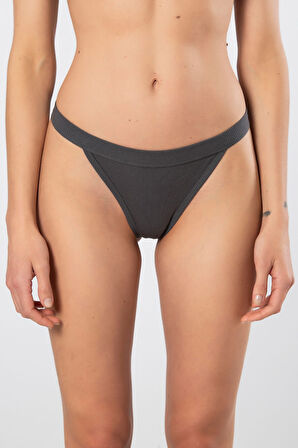 Türen Kadın Likralı Ribana String 2'li Paket 930/Antrasit