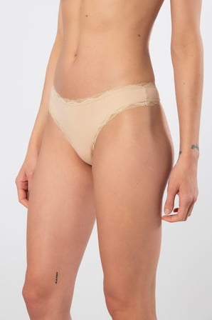 Türen Kadın Likralı Ribana Dantelli String 2'li Paket 927/Ten