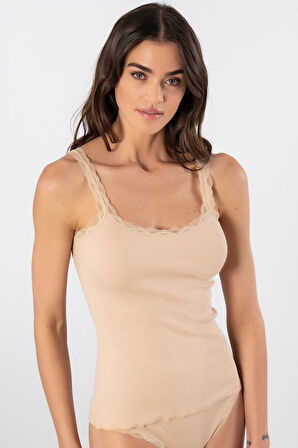 Türen Kadın Likralı Dantelli İp Askılı Kaşkorse