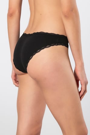 Türen Kadın Likralı Ribana Dantelli Bikini Külot 2'li Paket 928/Siyah