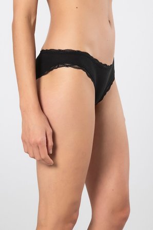 Türen Kadın Likralı Ribana Dantelli Bikini Külot 2'li Paket 928/Siyah