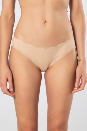 Türen Kadın Likralı Ribana Dantelli Bikini Külot 2'li Paket 928/Ten