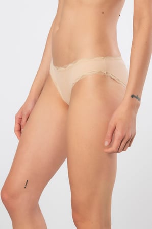 Türen Kadın Likralı Ribana Dantelli Bikini Külot 2'li Paket 928/Ten
