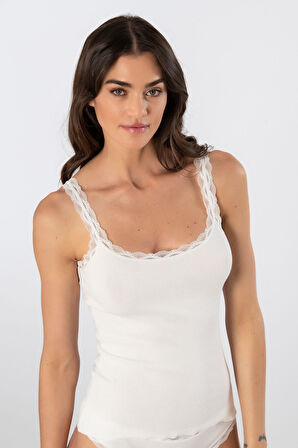 Türen Kadın Likralı Dantelli İp Askılı Kaşkorse 926/Ekru