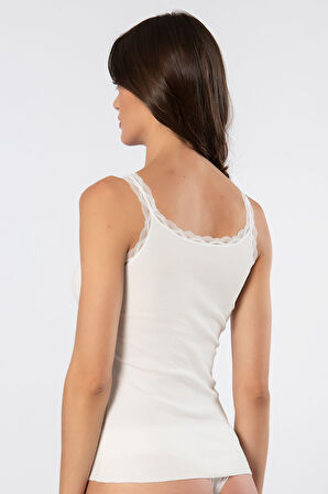 Türen Kadın Likralı Dantelli İp Askılı Kaşkorse 926/Ekru