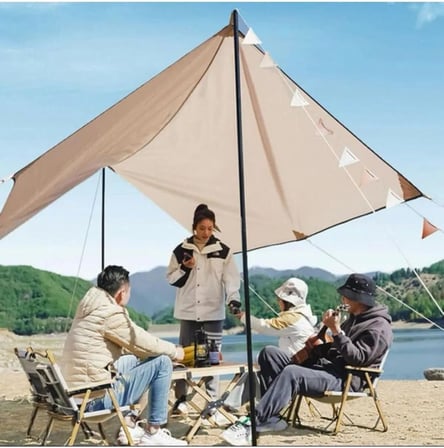 Su Geçirmez Dayanıklı Piknik Kamp Sahil Plaj Güneşlik Koruyucu Tente Gölgelik Çadır 500X300 Cm Tek Ebat Bej