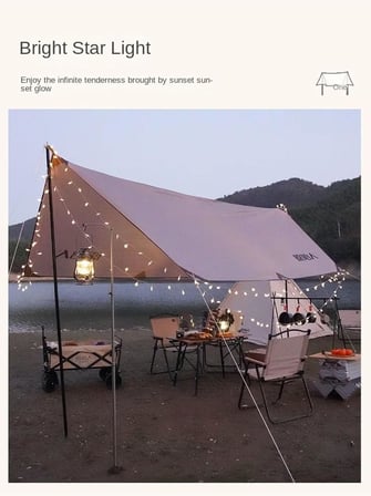 Su Geçirmez Dayanıklı Piknik Kamp Sahil Plaj Güneşlik Koruyucu Tente Gölgelik Çadır 500X300 Cm Tek Ebat Bej