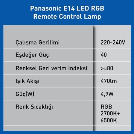 LED Akıllı Bluetooth Wi-Fi RGB E14 Lamba 4,9W