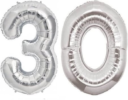 30 Yaş Sayı Folyo Balon Gümüş 40 İnç 100 cm