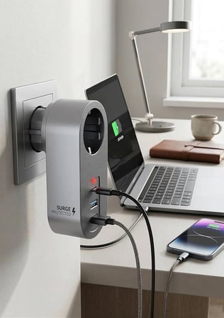 Akım Korumalı Priz 2 USB 1 Type-C Girişli Duvar Tipi Priz Çoklayıcı, Çocuk Korumalı USB Şarjlı Priz Adaptörü, Telefon Tablet Şarj İçin Çoklu Duvar Prizi