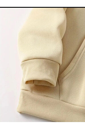 Mommy Kalp Baskılı kapüşonlu Cepli Sweatshirt