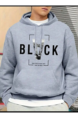 Black Baskılı 2 Iplik Şardonlu Sweatshirt