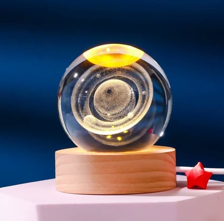 MR 3D Kristal Cam Küre, Ahşap Soketli Gece Lambası,LED, sevgiliye hediye, Noel, Öğretmenler Günü, Özel Tasarım Harika bir hediye (KALP)