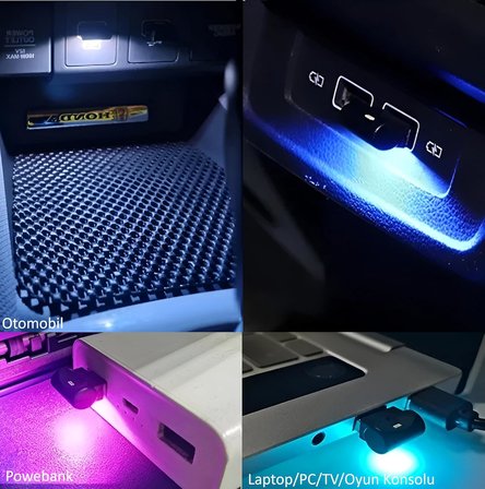 Sensörlü Renk Değiştirebilen Renkli USB Lamba USB-A Aydınlatma Dekoratif Mini LED Işık RGB